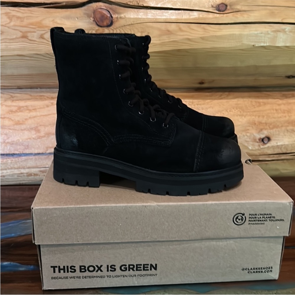 Clarks Suede Black Combat Boots